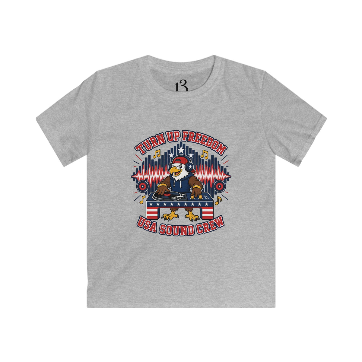 Kids Tee - "Turn Up Freedom" USA Sound Crew Patriotic Eagle Graphic