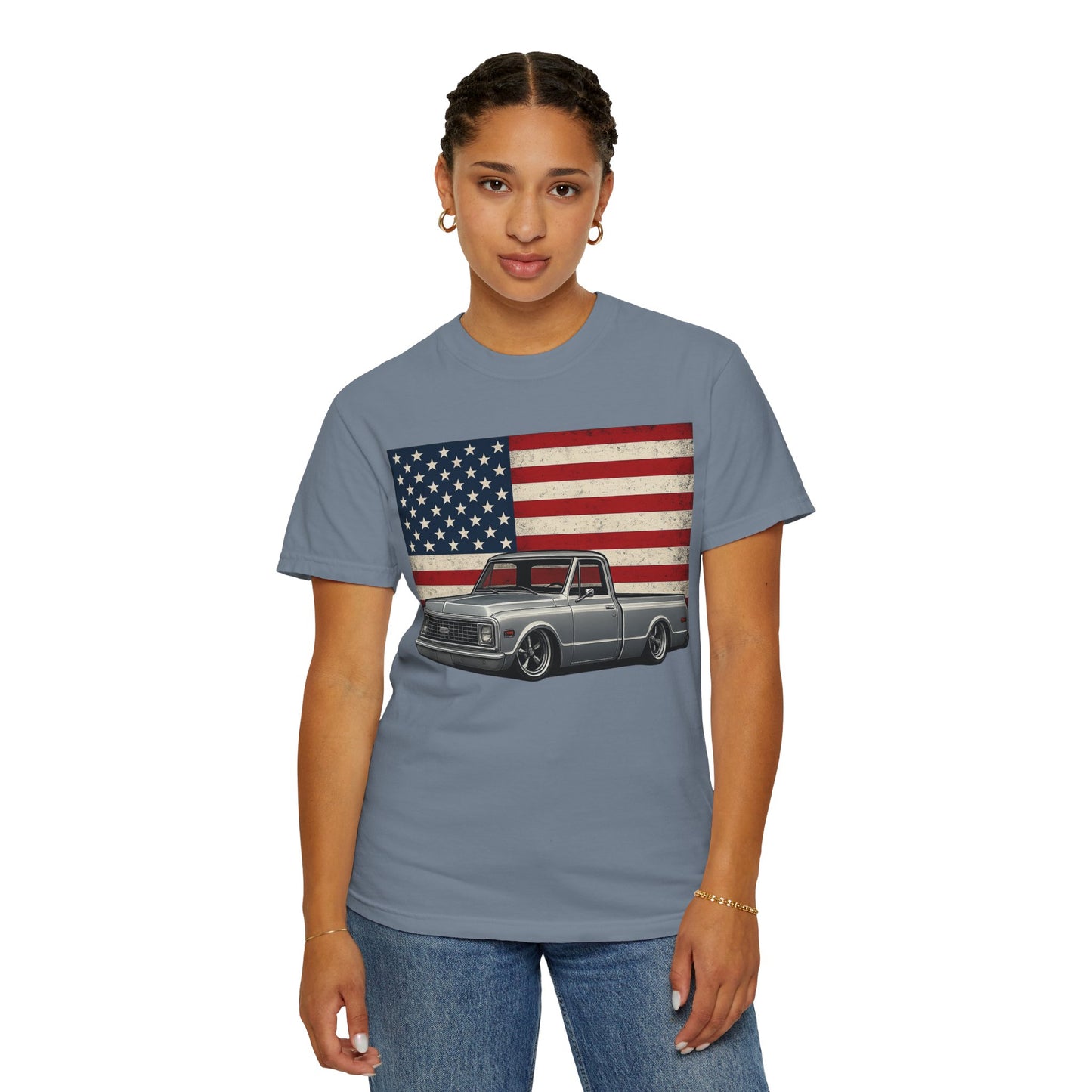 Vintage Chevy C10 Truck T-Shirt with American Flag