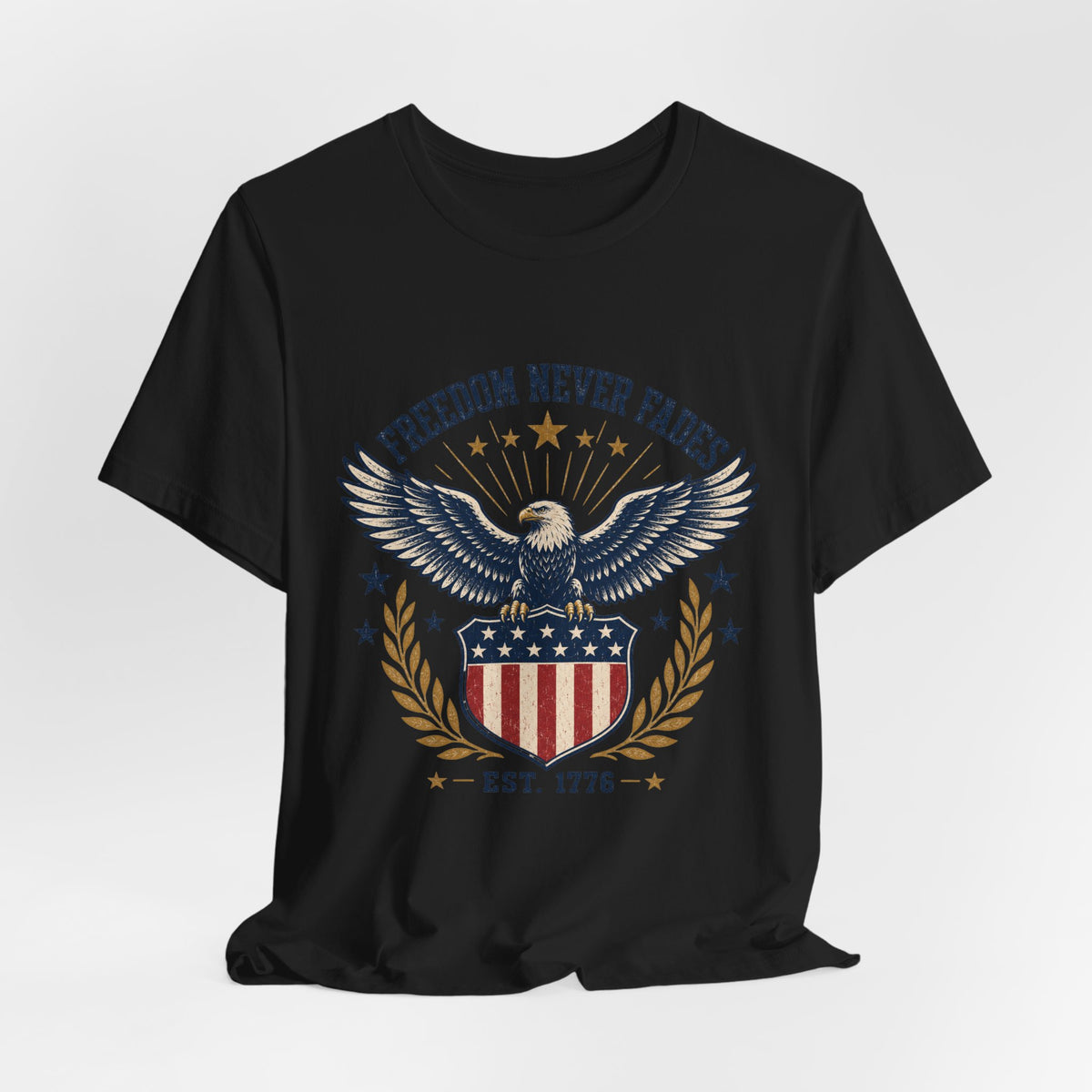 Freedom Never Fades Eagle T-Shirt — Patriotic USA Flag Vintage Tee