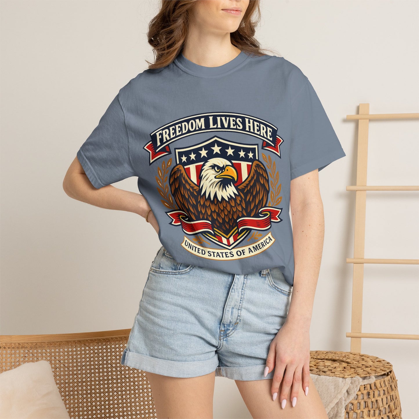 Freedom Lives Here Eagle T-Shirt — Patriotic USA Graphic Tee