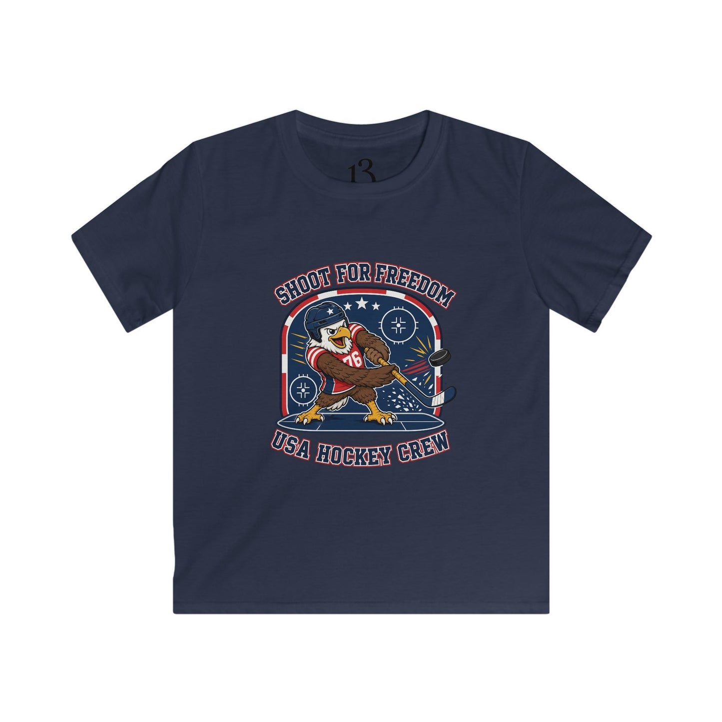 Kids Hockey Tee — "Shoot for Freedom" USA Hockey Crew Youth Shirt