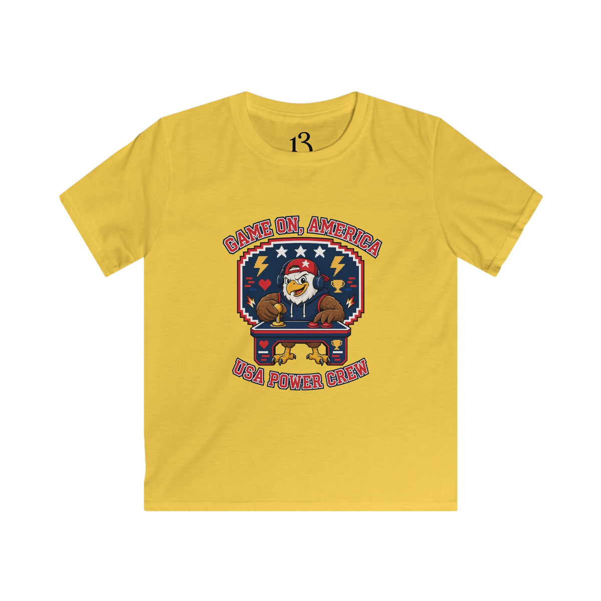 Kids Tee — 'Game On, America' Eagle Arcade Graphic Shirt