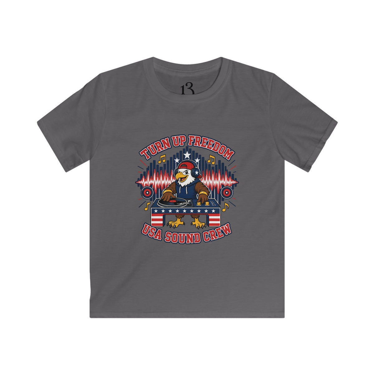 Kids Tee - "Turn Up Freedom" USA Sound Crew Patriotic Eagle Graphic