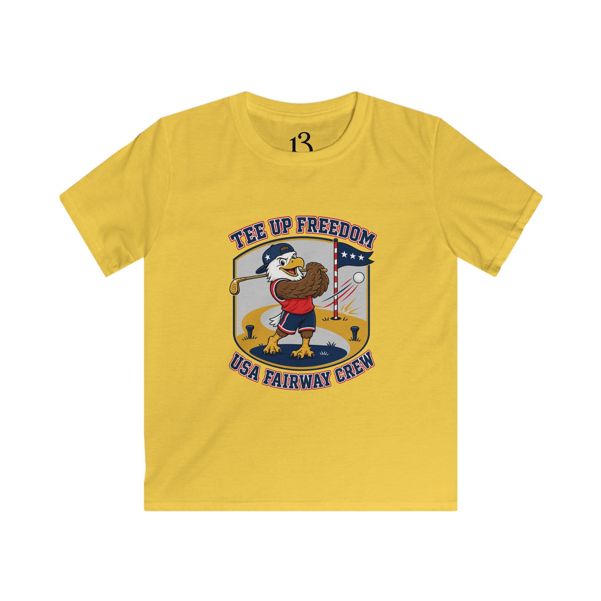 Kids T-Shirt - 'Tee Up Freedom' USA Fairway Crew Golf Graphic Tee for Boys