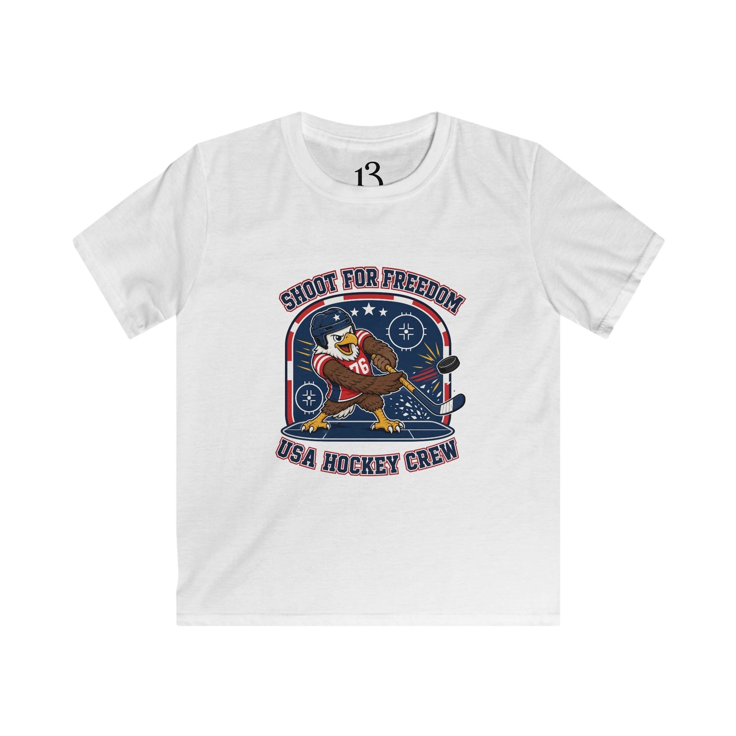 Kids Hockey Tee — "Shoot for Freedom" USA Hockey Crew Youth Shirt