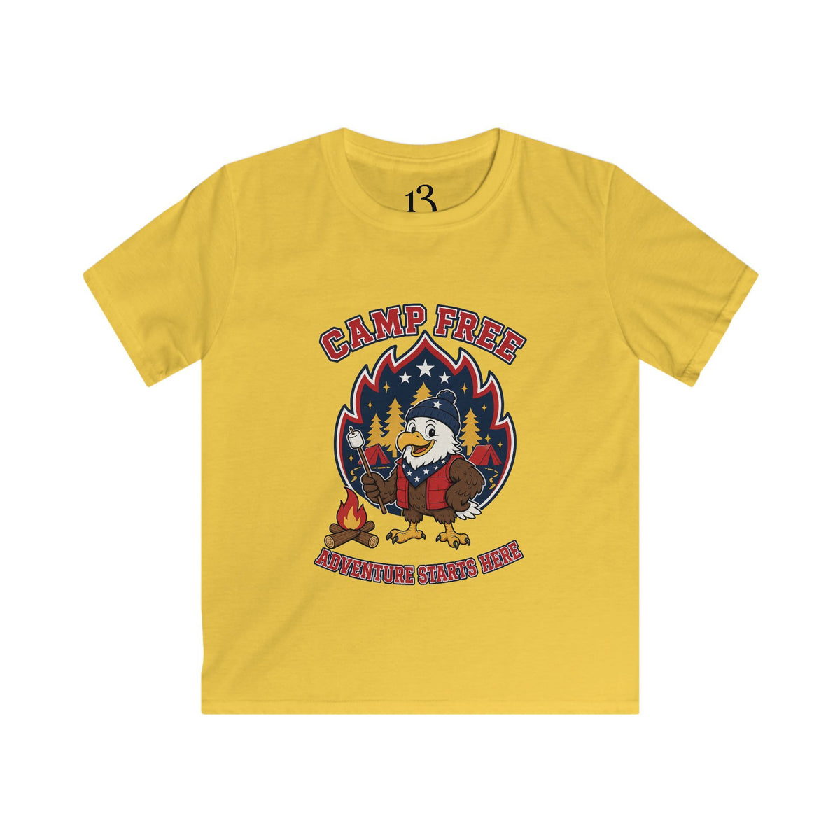 Kids Tee - "Camp Free" Eagle Camping Graphic Shirt for Outdoor-Loving Kids