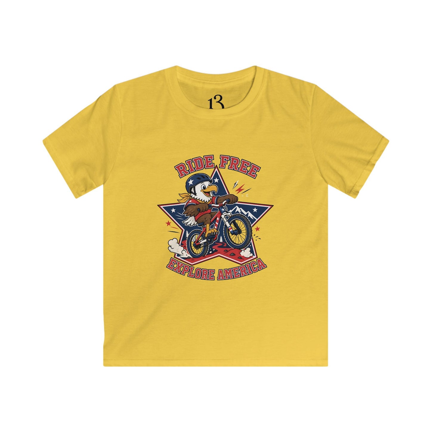 Kids' Bicycle Tee — "Ride Free" Retro Biker Graphic