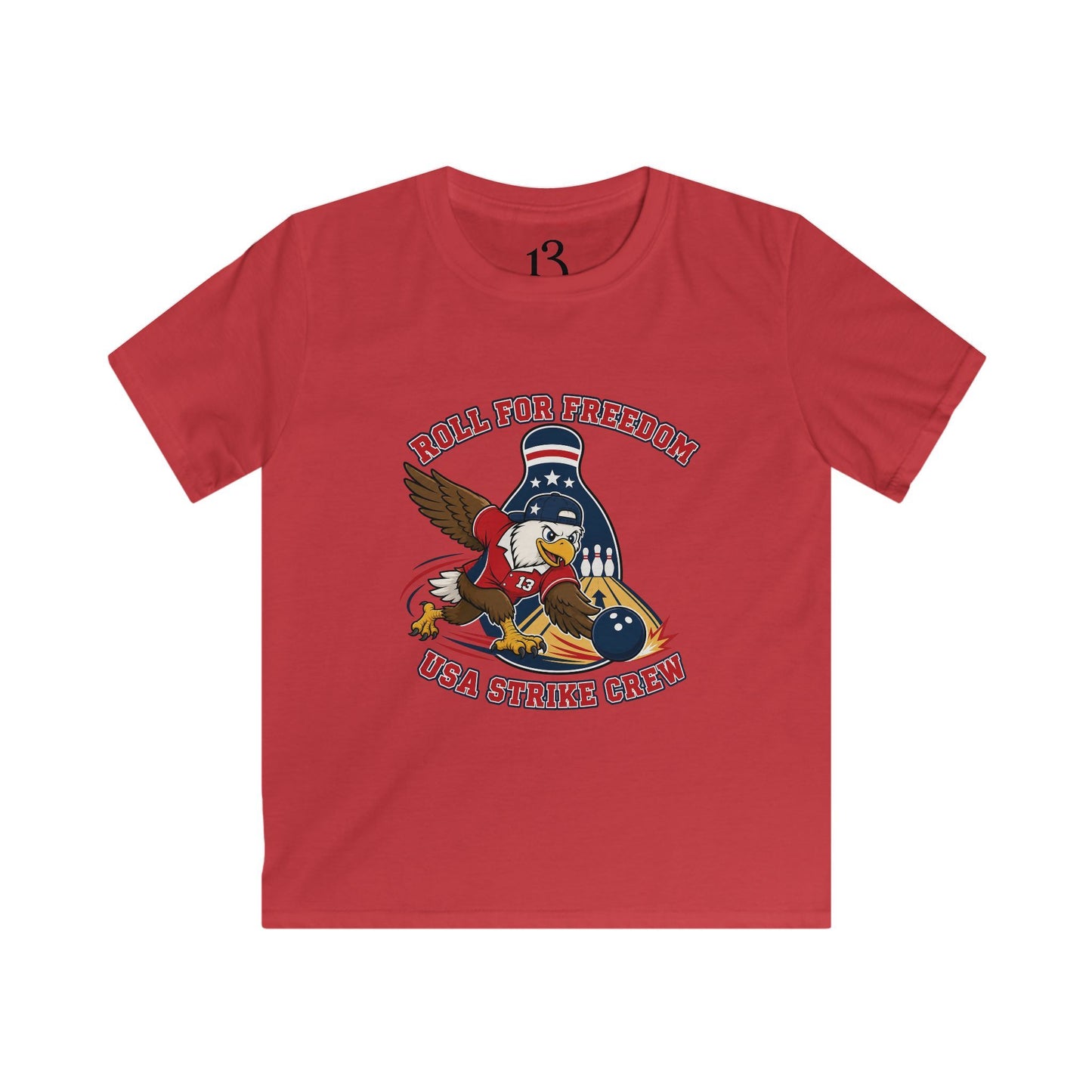 Kids Tee - Bowling Eagle “Roll For Freedom” Patriotic Graphic