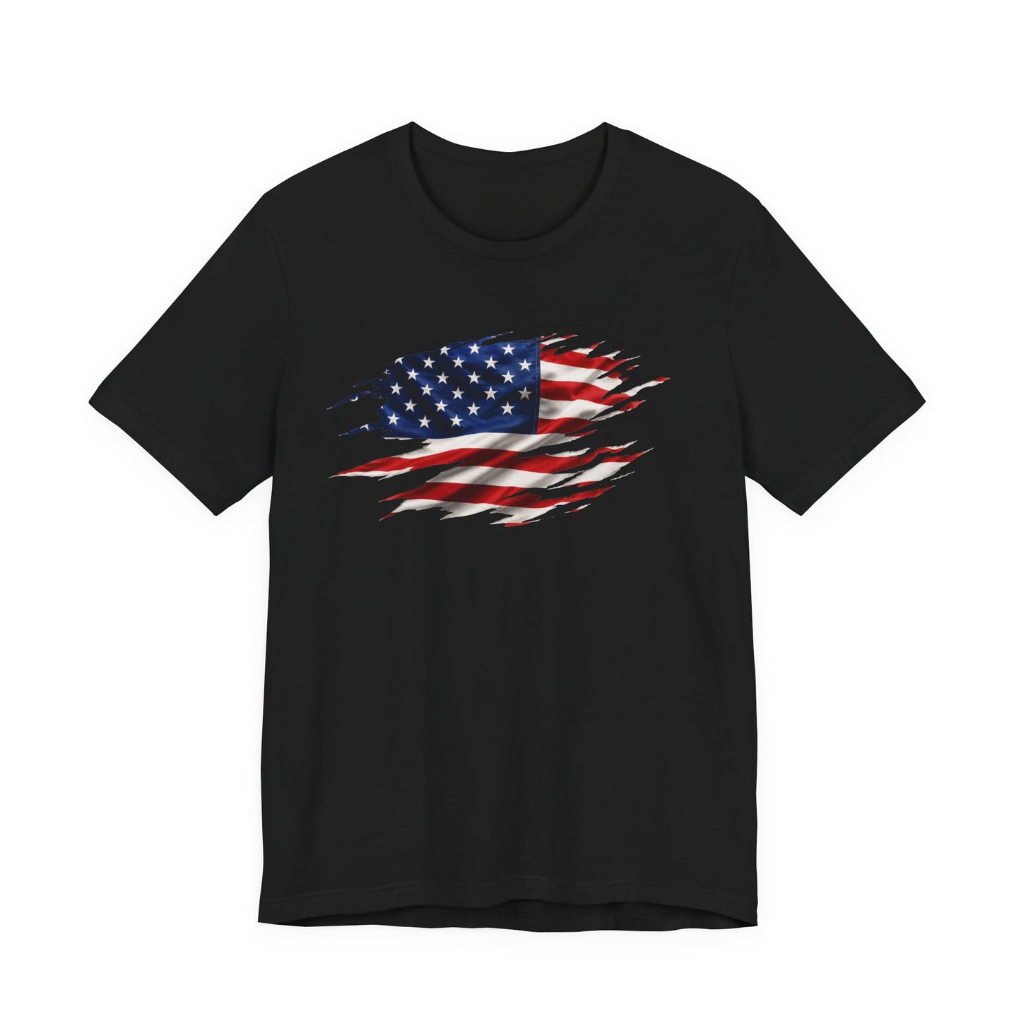 Ripped American Flag T-Shirt — Distressed USA Patriotic Tee for 4th of July