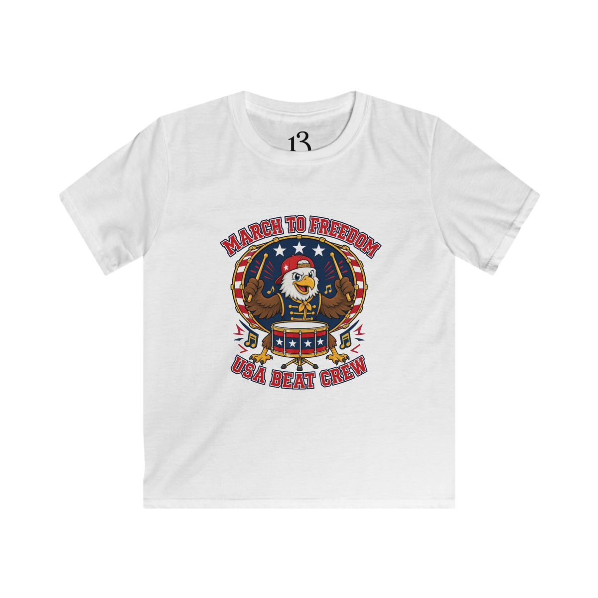 Kids Patriotic Eagle Tee - 'March to Freedom' Drumline Shirt