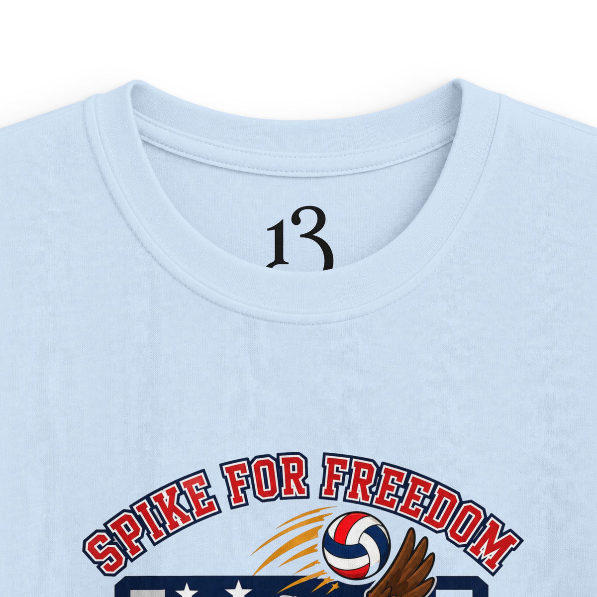 Kids Volleyball T‑Shirt — Eagle Playing Volleyball Graphic (Cheer For Victory)