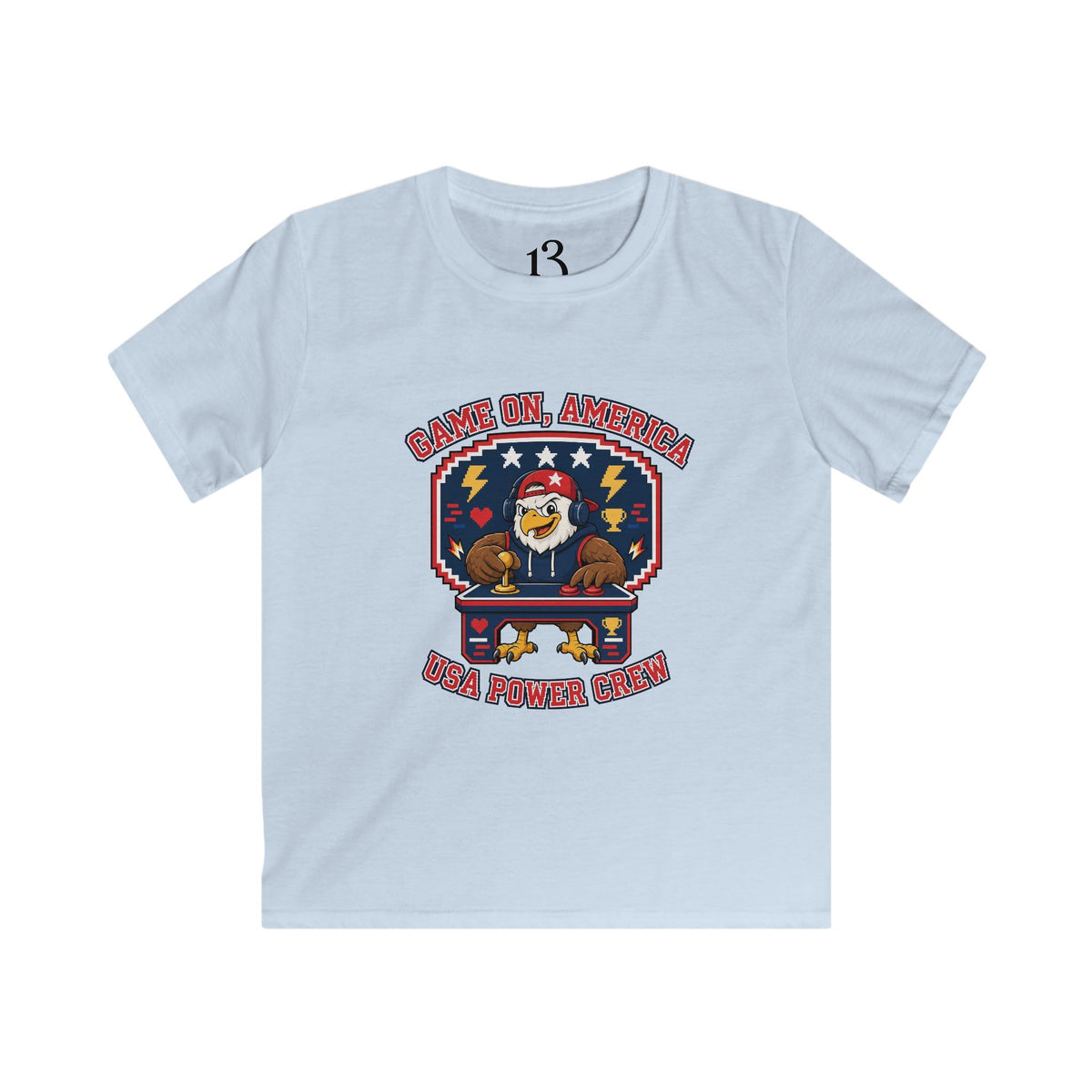 Kids Tee — 'Game On, America' Eagle Arcade Graphic Shirt