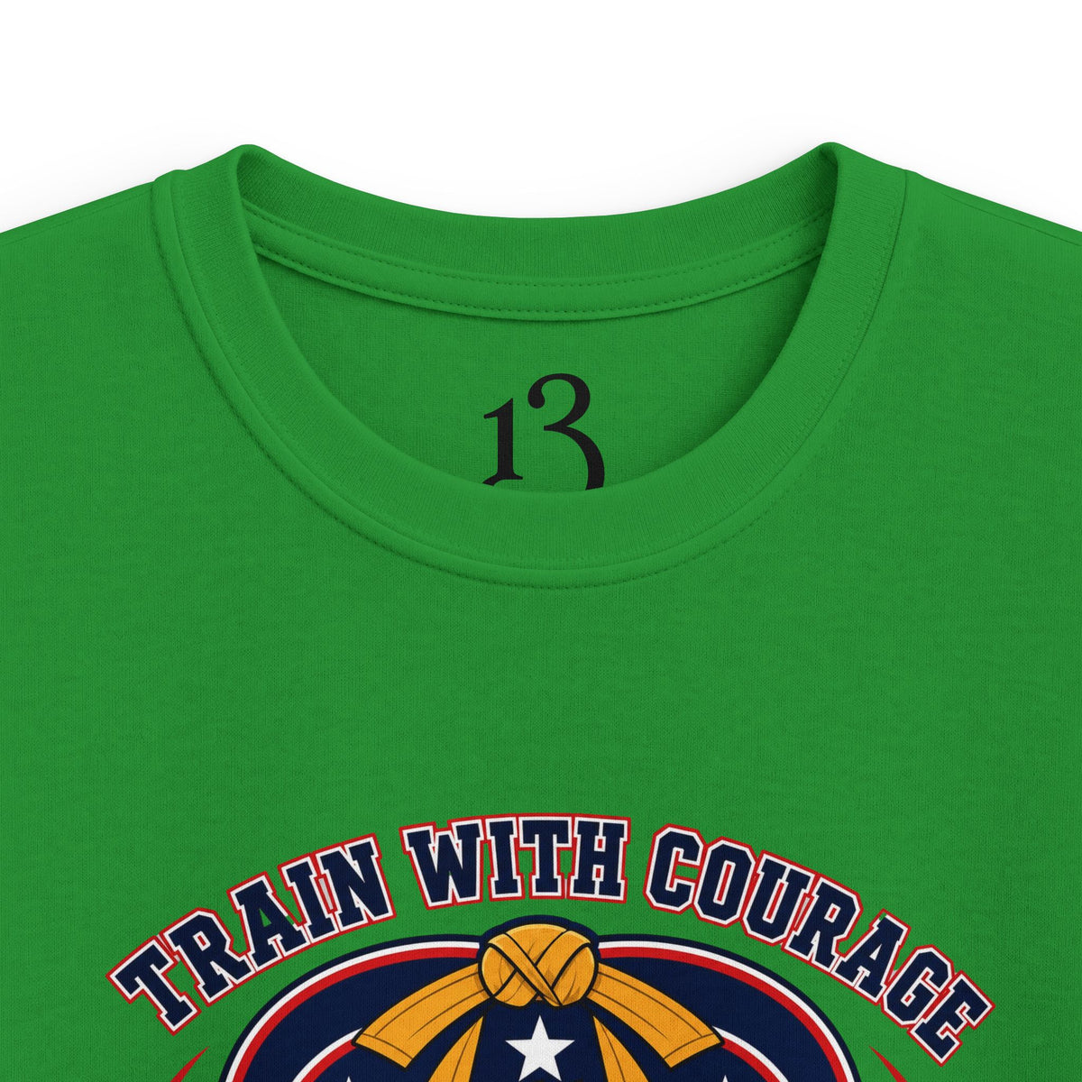 Kids Tee — "Train With Courage, Stand Strong And Free" Patriotic Martial Arts Penguin Design