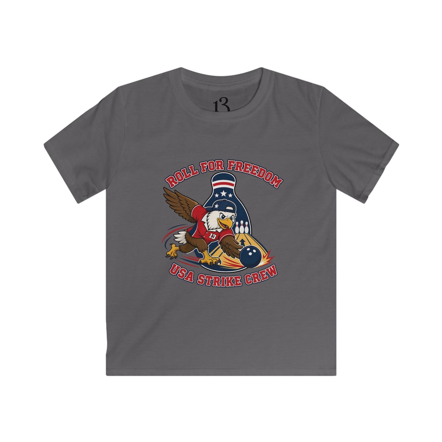 Kids Tee - Bowling Eagle “Roll For Freedom” Patriotic Graphic