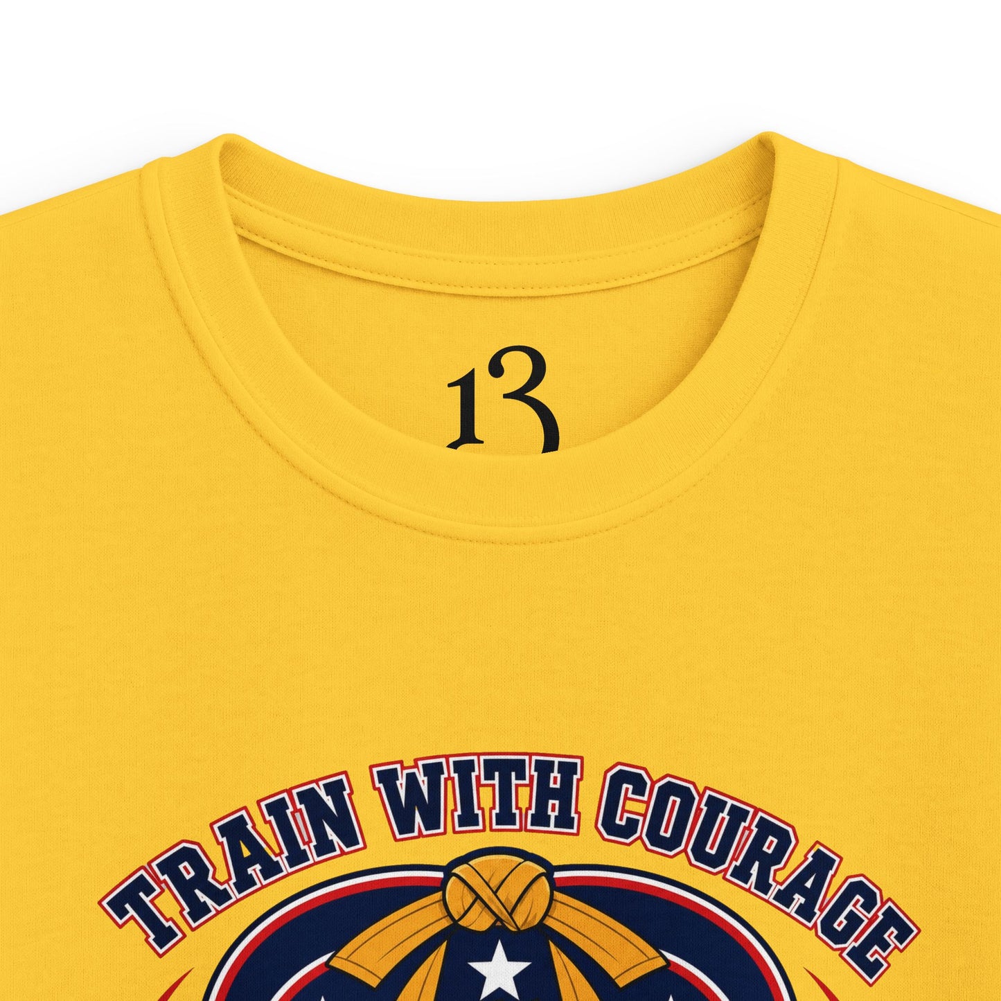 Kids Tee — "Train With Courage, Stand Strong And Free" Patriotic Martial Arts Penguin Design
