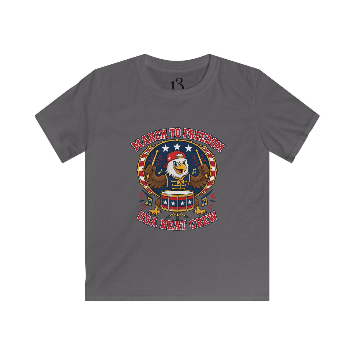 Kids Patriotic Eagle Tee - 'March to Freedom' Drumline Shirt