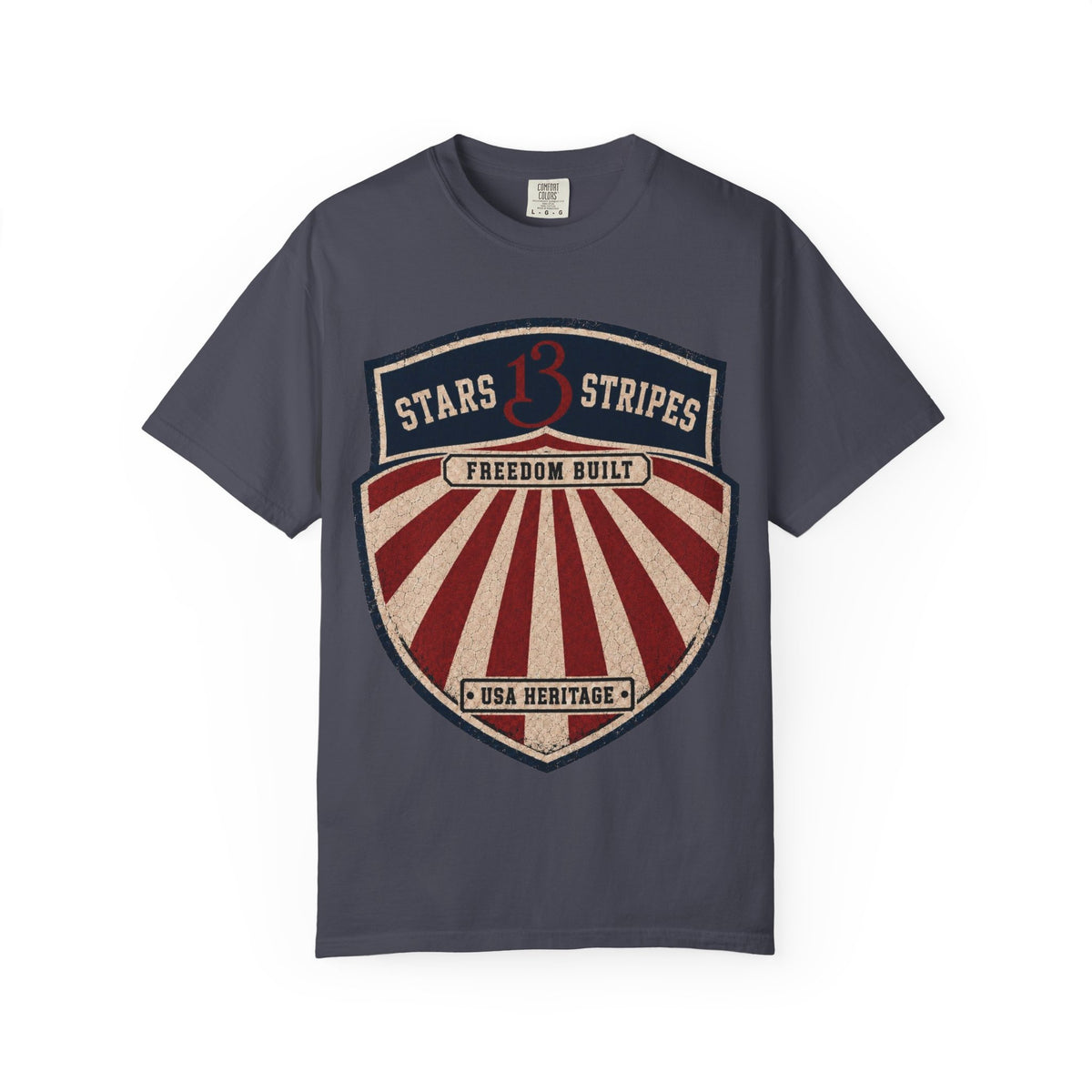 Stars13stripeS Shield T-Shirt — Freedom Built USA Heritage Tee