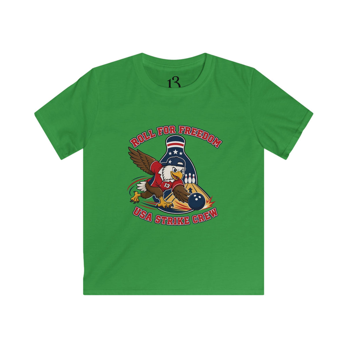 Kids Tee - Bowling Eagle “Roll For Freedom” Patriotic Graphic
