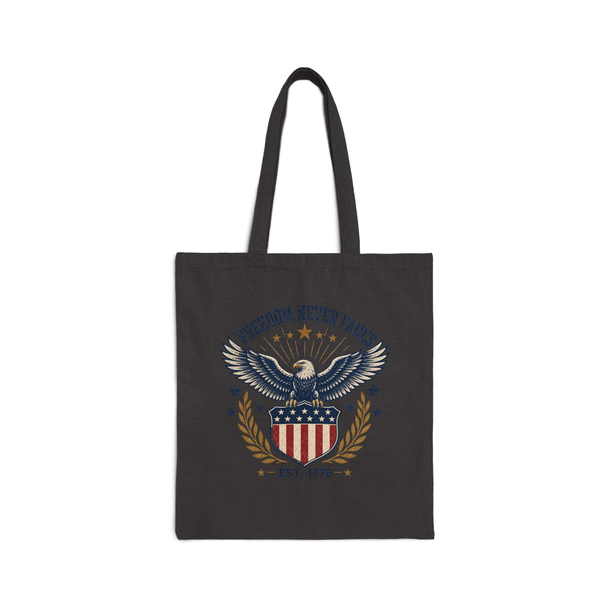 Freedom Never Fades Tote — Patriotic Eagle Canvas Tote Bag