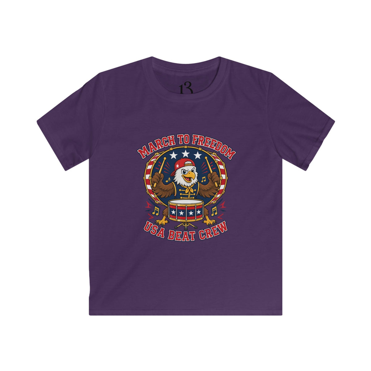 Kids Patriotic Eagle Tee - 'March to Freedom' Drumline Shirt