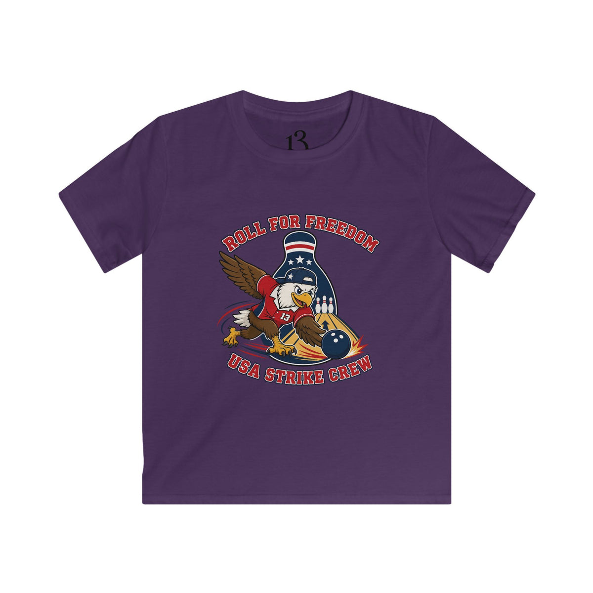 Kids Tee - Bowling Eagle “Roll For Freedom” Patriotic Graphic