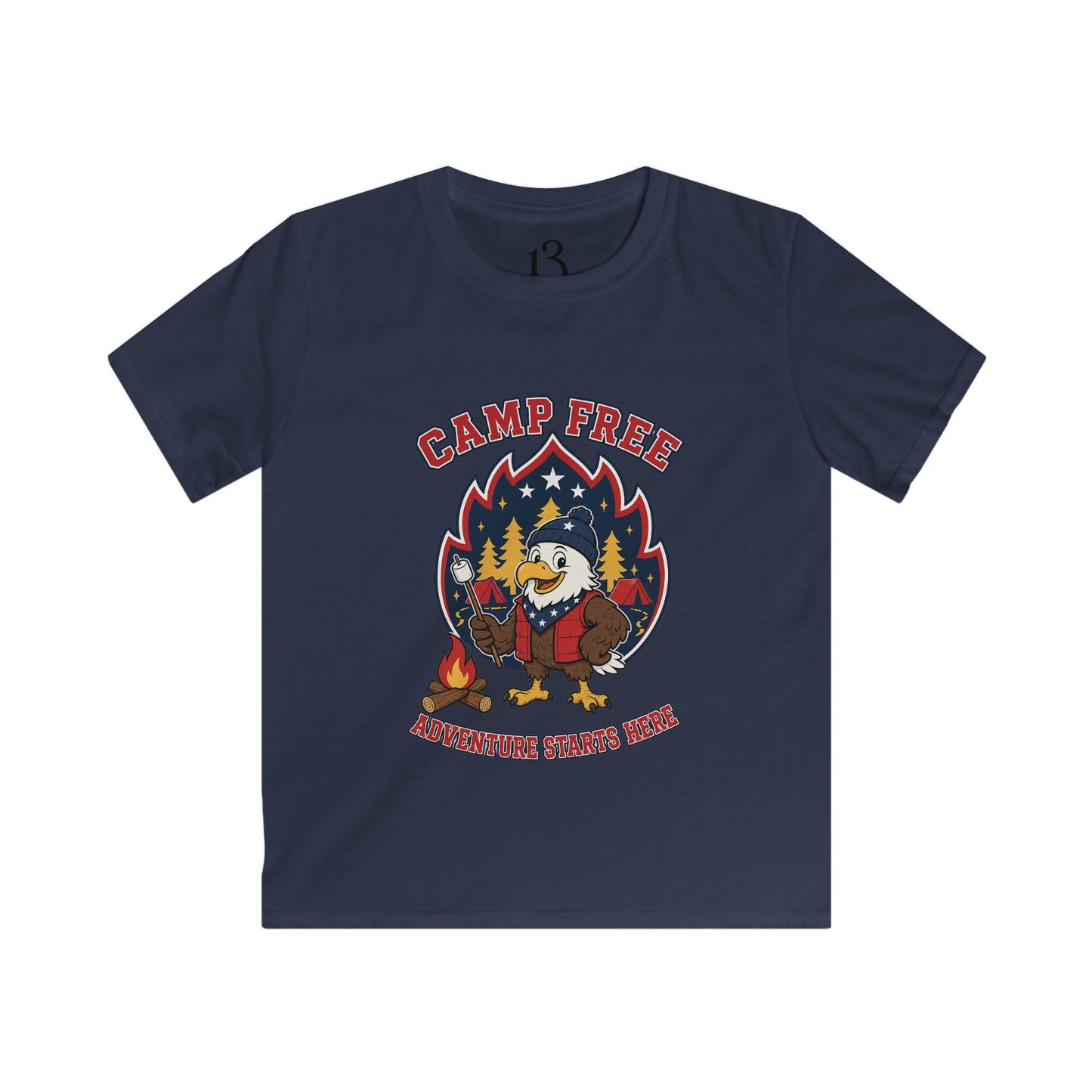 Kids Tee - "Camp Free" Eagle Camping Graphic Shirt for Outdoor-Loving Kids