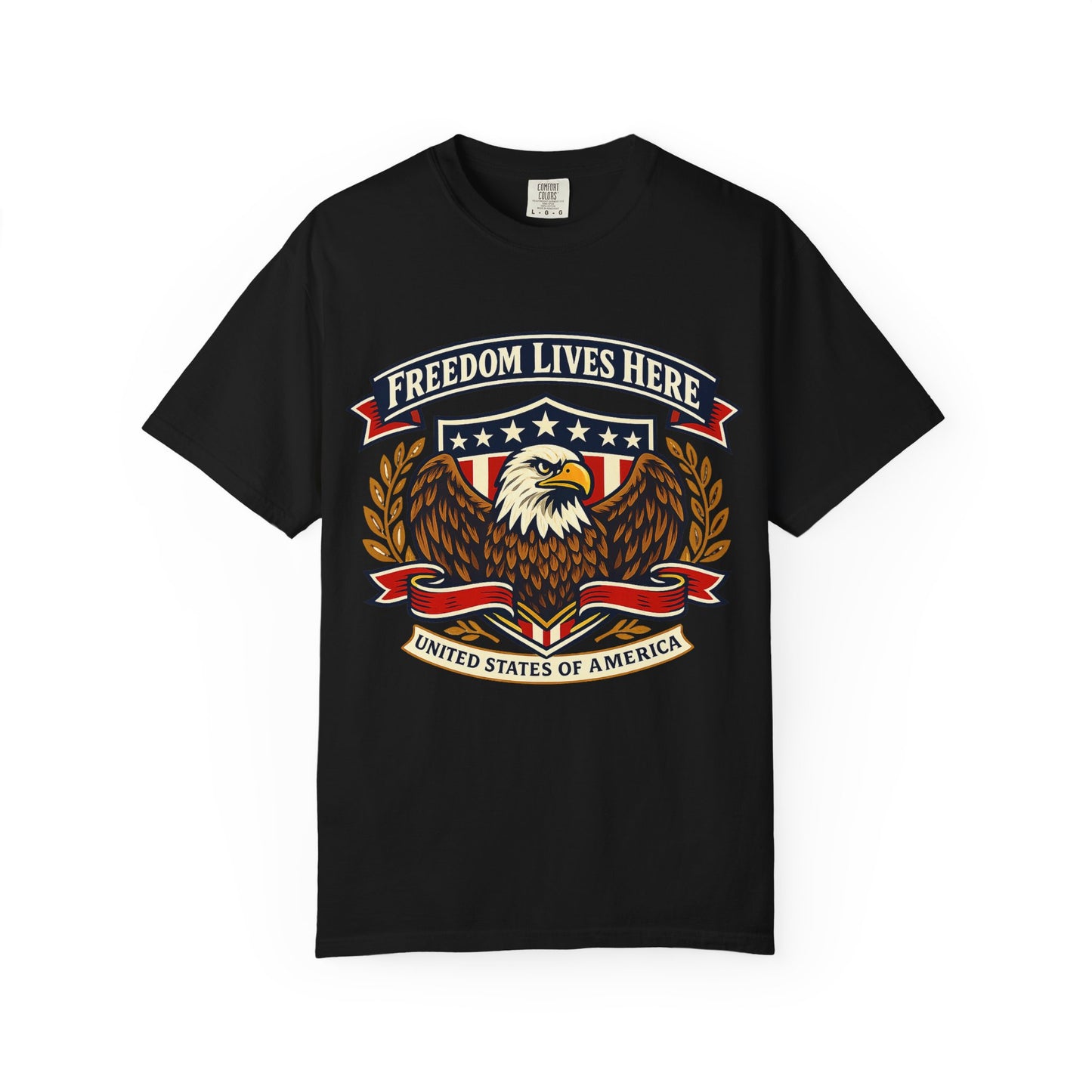 Freedom Lives Here Eagle T-Shirt — Patriotic USA Graphic Tee