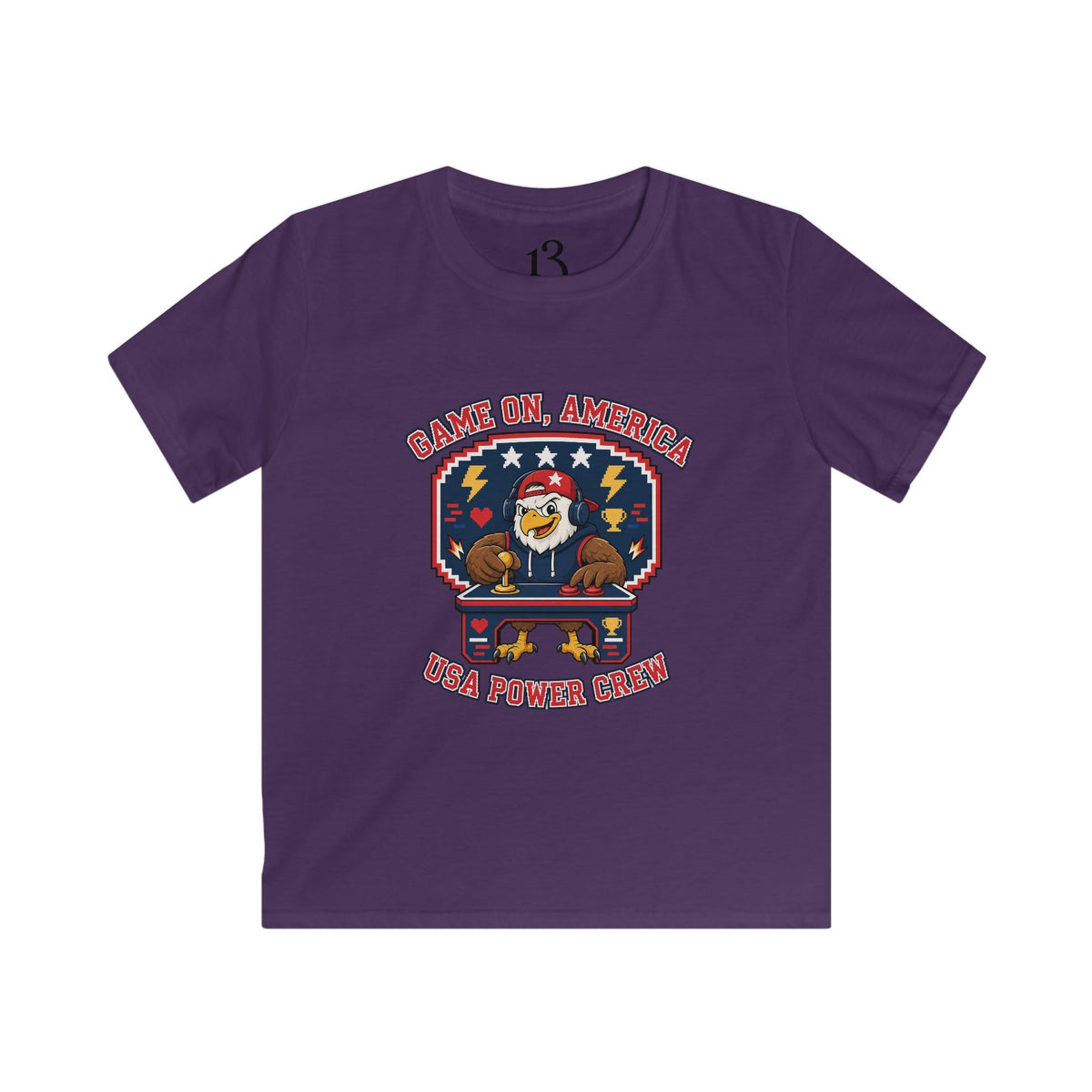 Kids Tee — 'Game On, America' Eagle Arcade Graphic Shirt