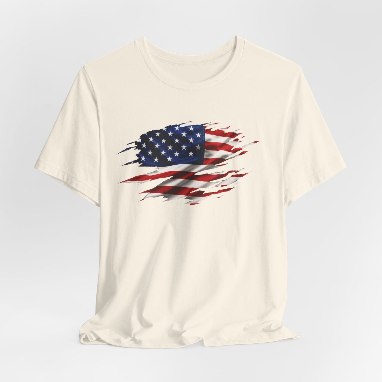 Ripped American Flag T-Shirt — Distressed USA Patriotic Tee for 4th of July