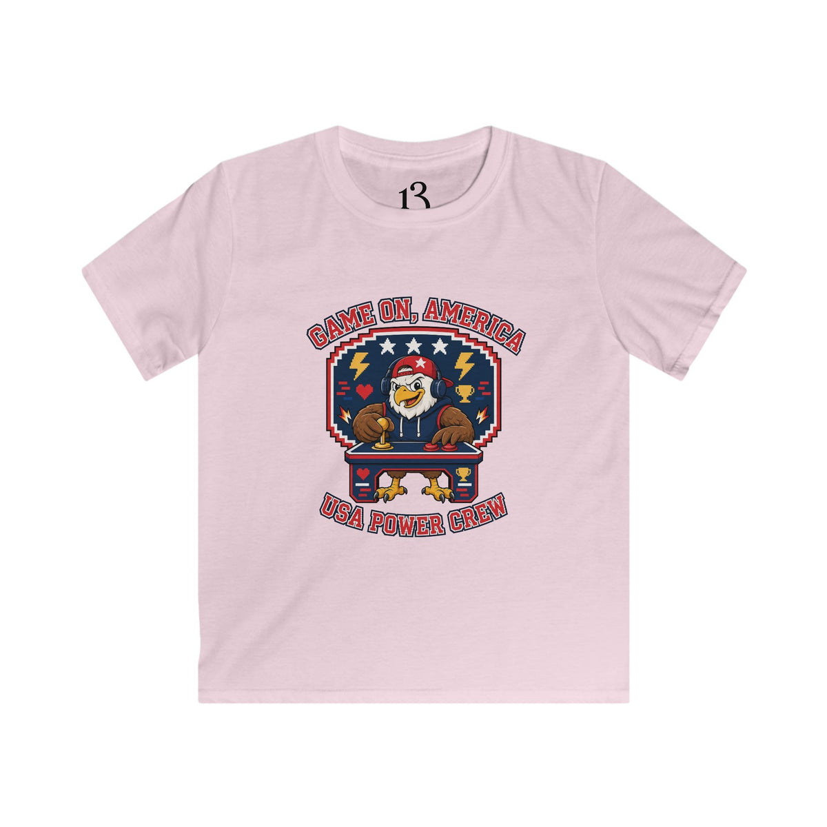 Kids Tee — 'Game On, America' Eagle Arcade Graphic Shirt