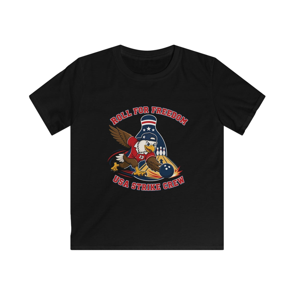 Kids Tee - Bowling Eagle “Roll For Freedom” Patriotic Graphic