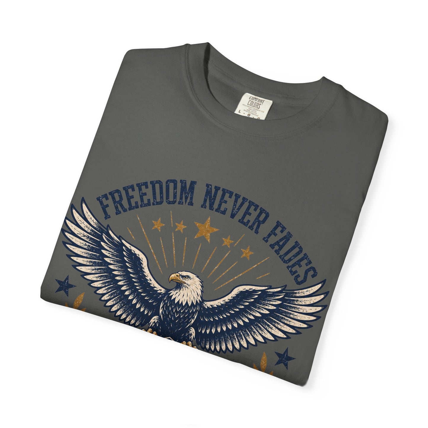 Patriotic Eagle T-Shirt — "Freedom Never Fades" (Est. 1776)