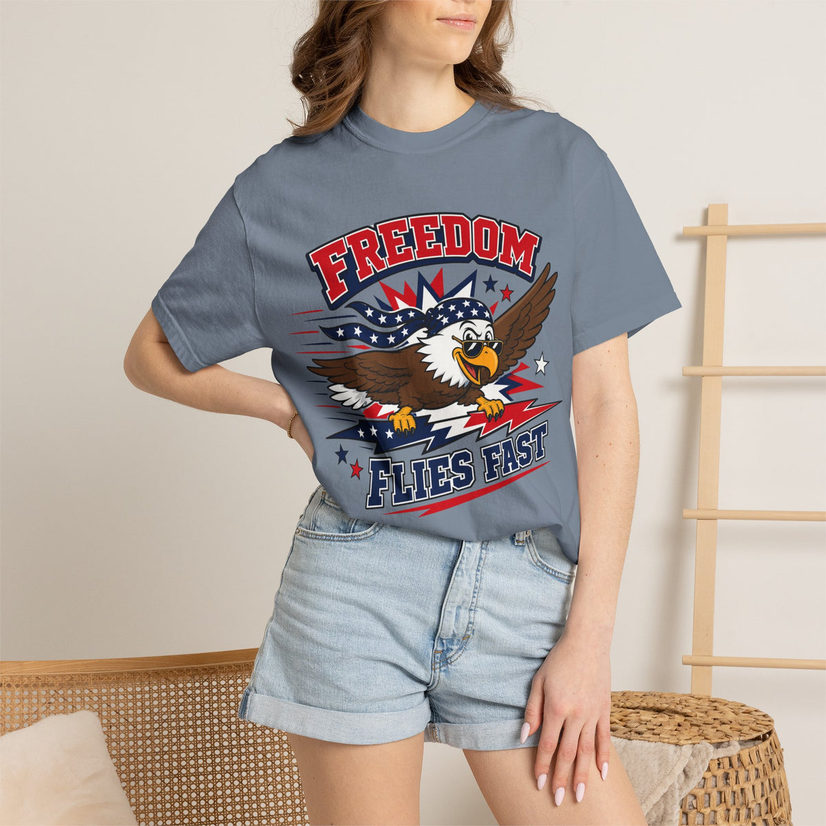 Freedom Flies Fast T-Shirt — Patriotic Eagle Graphic Tee