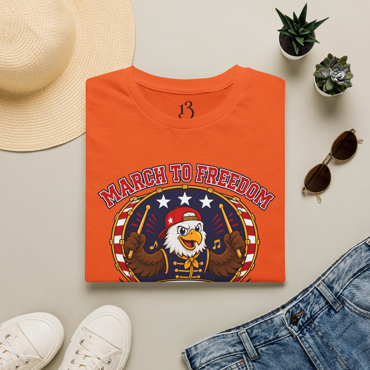 T-Shirt — "March to Freedom" Patriotic Eagle Drumline Tee