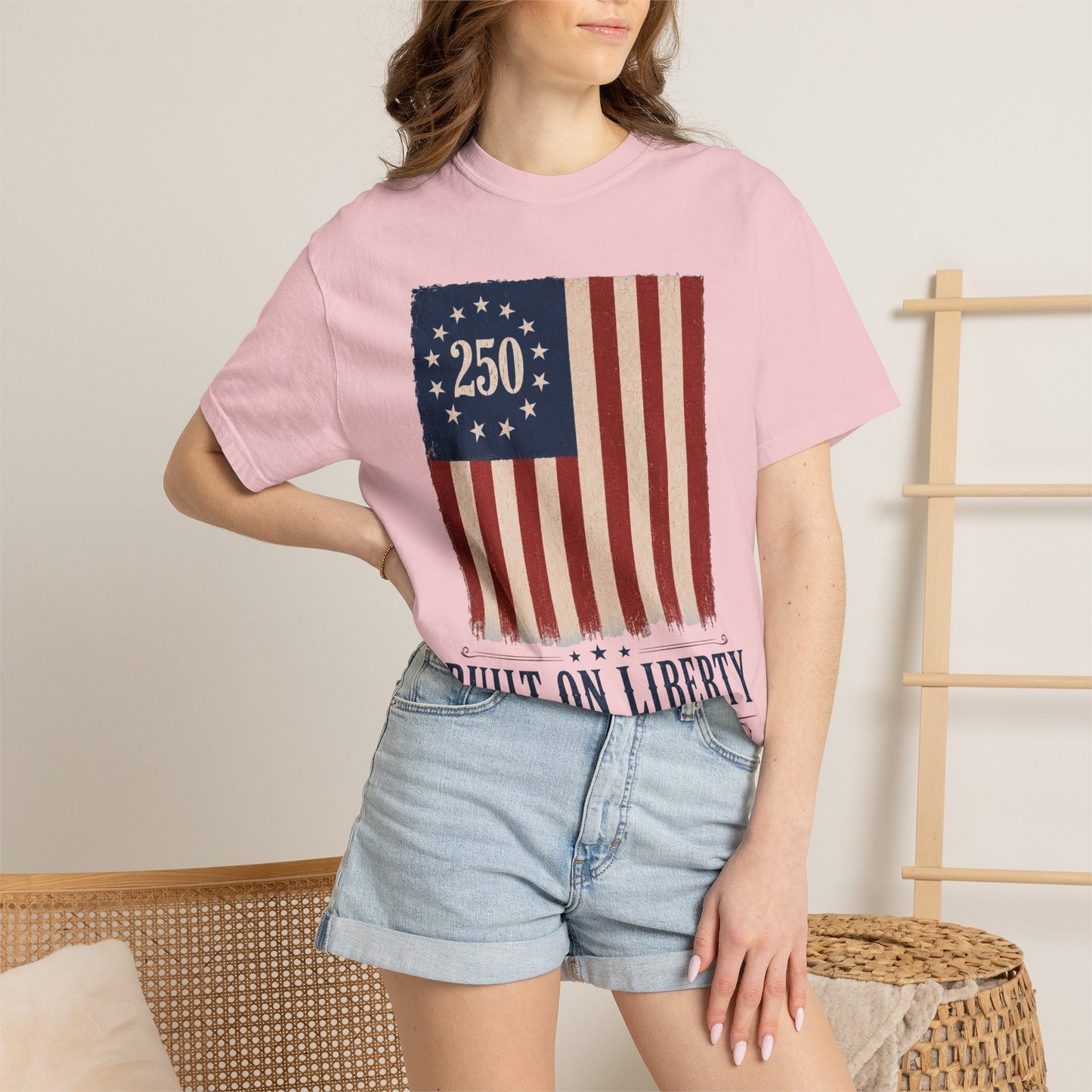Built on Liberty 250 Flag T-Shirt — Patriotic Independence Day Tee