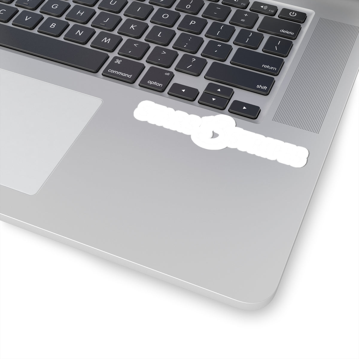 Kiss-Cut Sticker — White Script Logo Decal (Laptop, Water Bottle)