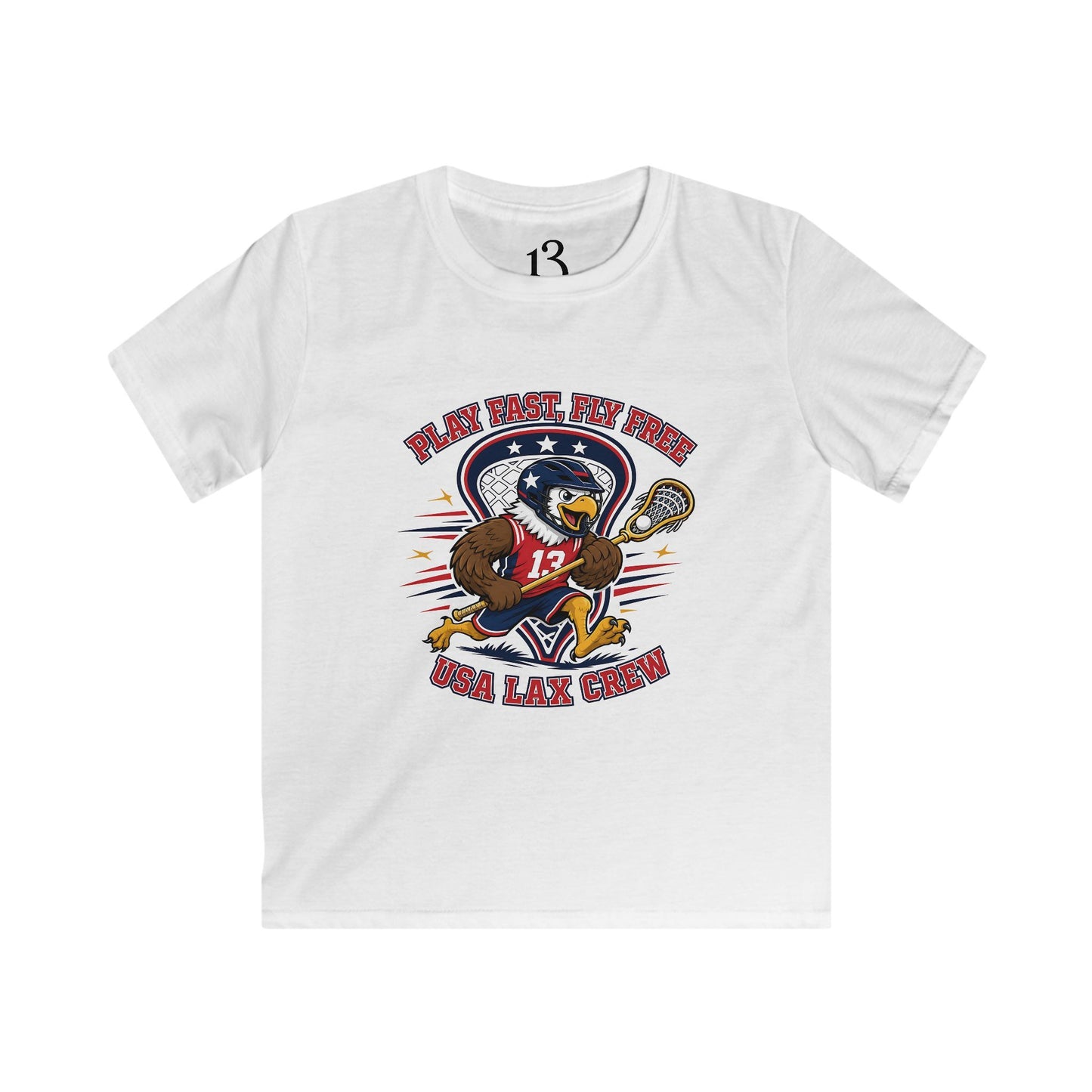 Kids Lacrosse Tee - 'Play Fast, Hit Hard' Eagle Lacrosse Graphic Shirt