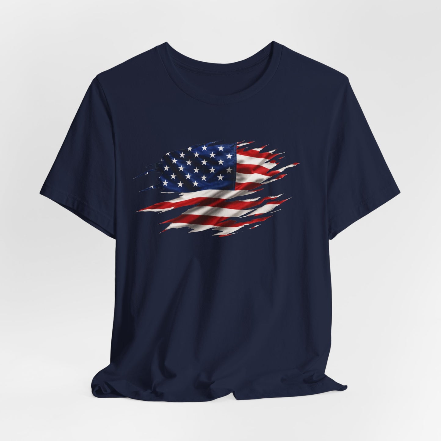 Ripped American Flag T-Shirt — Distressed USA Patriotic Tee for 4th of July
