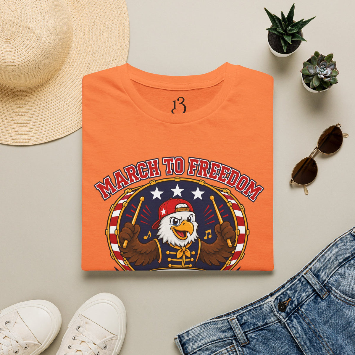 T-Shirt — "March to Freedom" Patriotic Eagle Drumline Tee