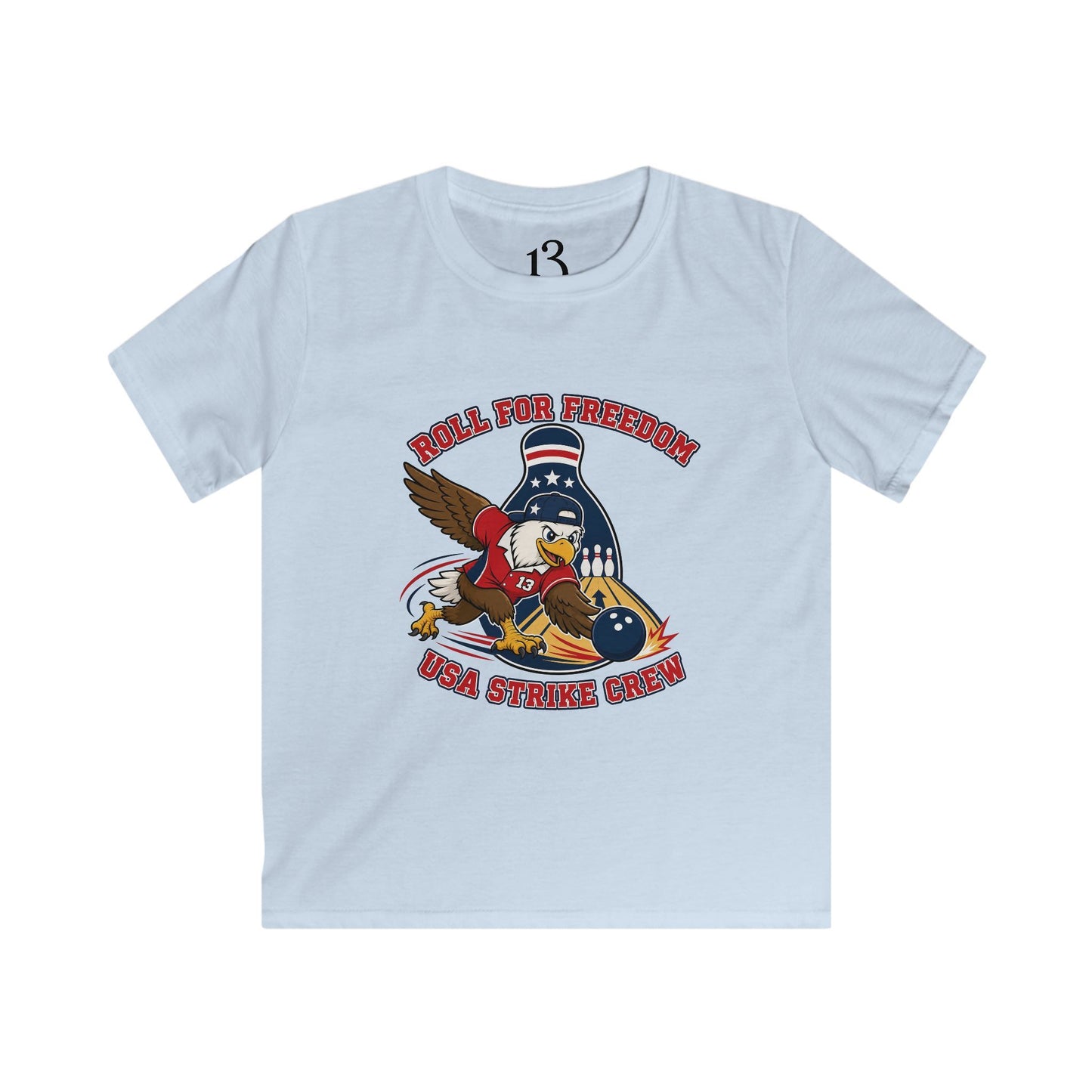 Kids Tee - Bowling Eagle “Roll For Freedom” Patriotic Graphic