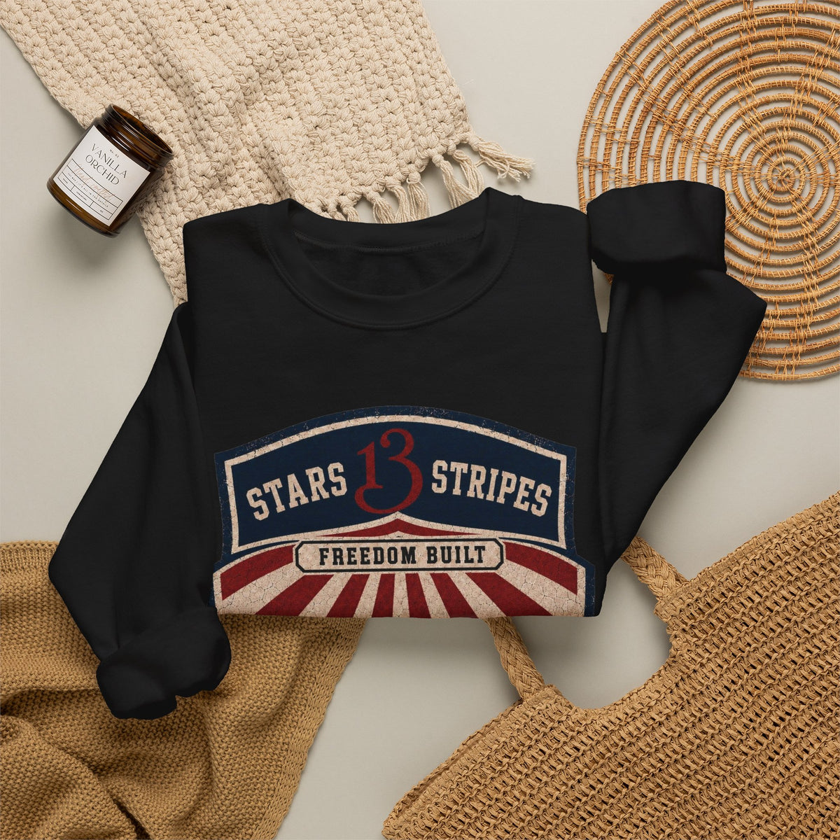 Crewneck Sweatshirt — Vintage 'Stars13stripeS' Patriot Shield