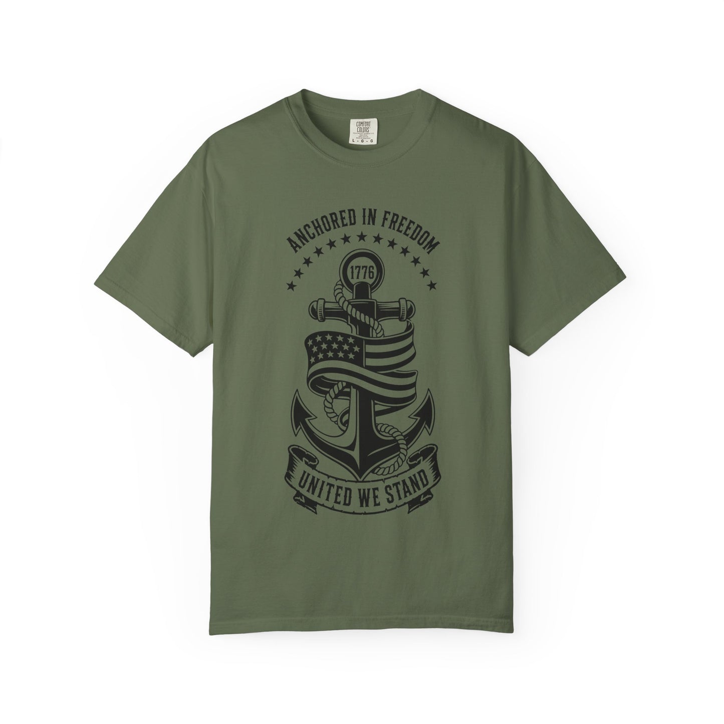 Anchored in Freedom T-Shirt — "United We Stand" Patriotic Anchor Tee