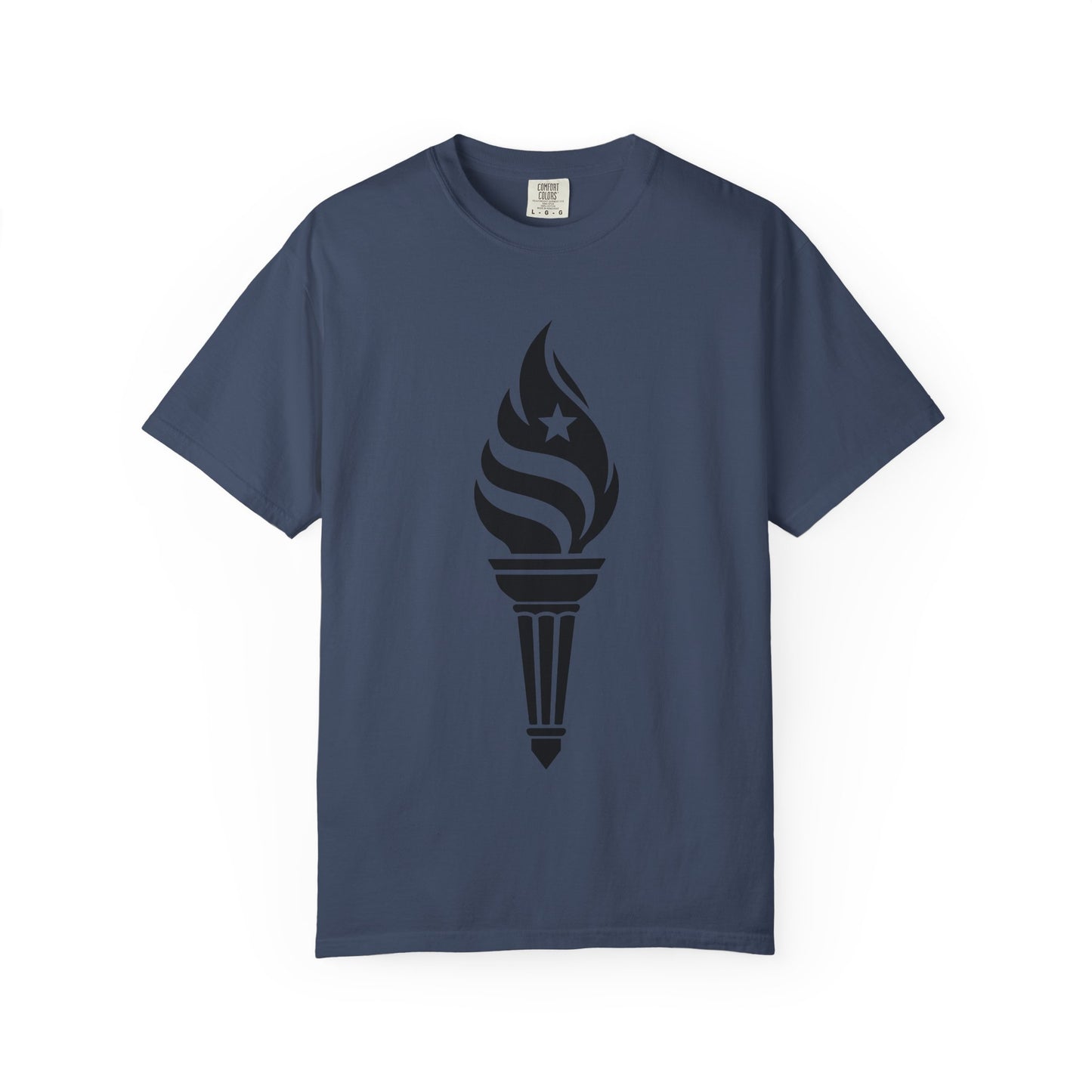 Liberty Torch T-Shirt — Patriotic Flame Tee with Star Emblem