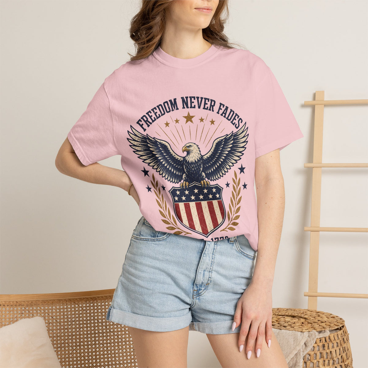Patriotic Eagle T-Shirt — "Freedom Never Fades" (Est. 1776)