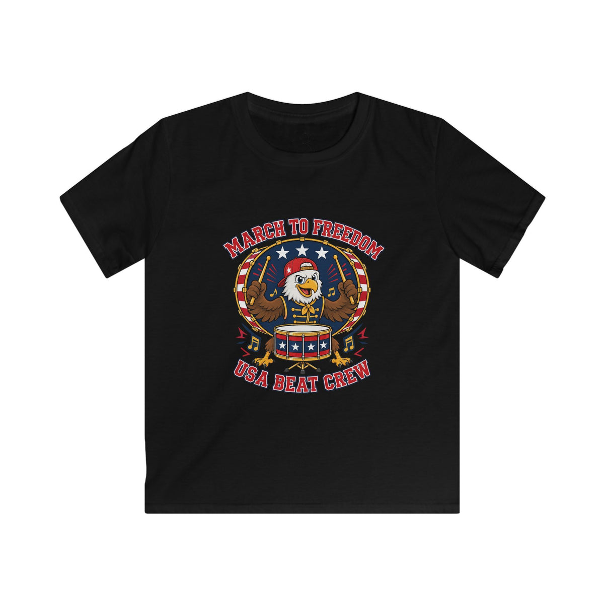 Kids Patriotic Eagle Tee - 'March to Freedom' Drumline Shirt