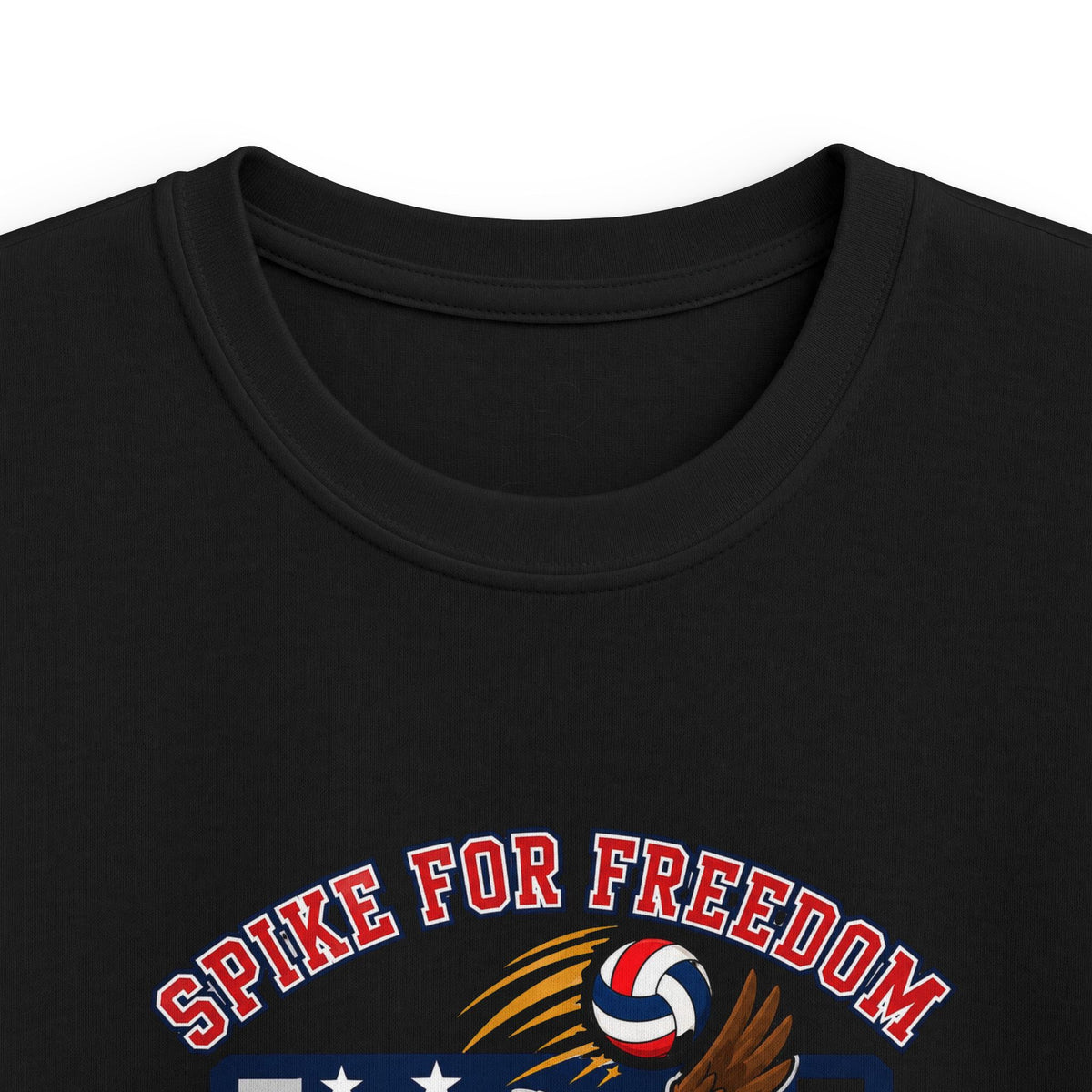Kids Volleyball T‑Shirt — Eagle Playing Volleyball Graphic (Cheer For Victory)