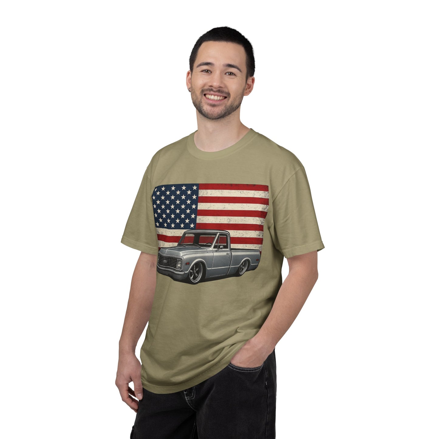 Vintage Chevy C10 Truck T-Shirt with American Flag
