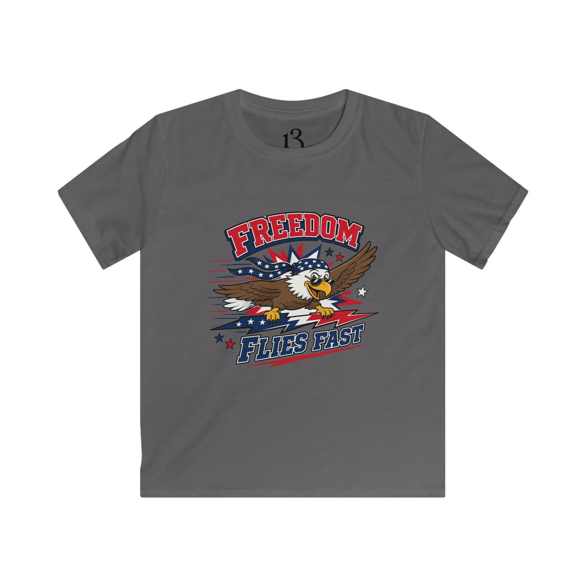 Kids Tee — 'Freedom Flies Fast' American Eagle Patriotic Shirt