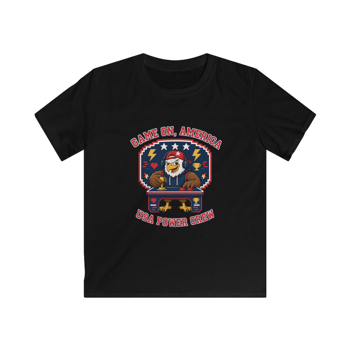 Kids Tee — 'Game On, America' Eagle Arcade Graphic Shirt