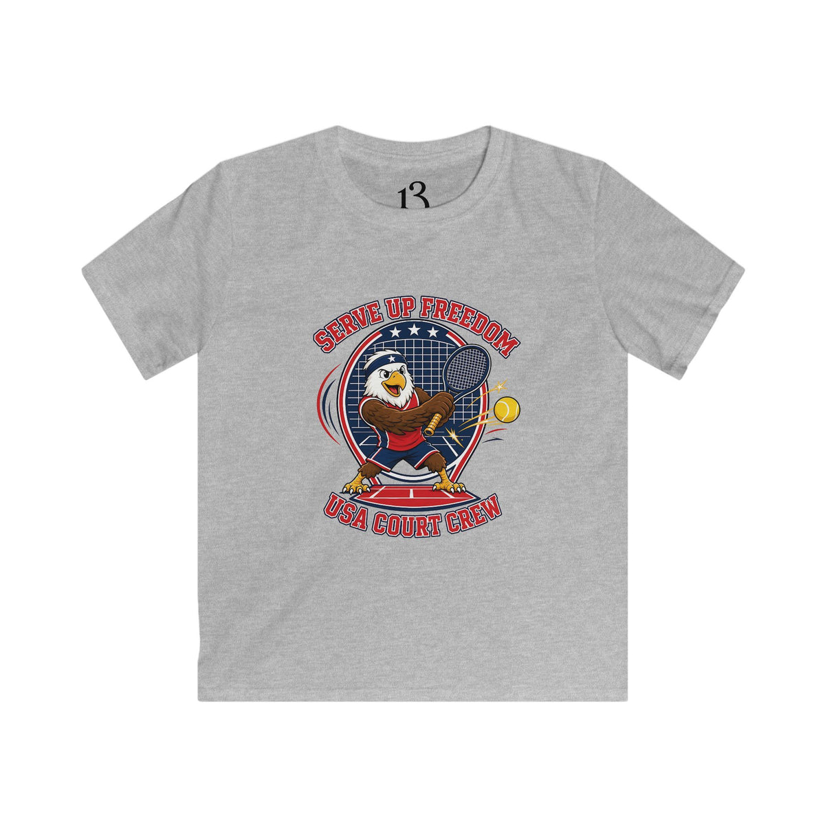 Kids Tee — 'Swing Up Freedom' Tennis Graphic Youth Shirt